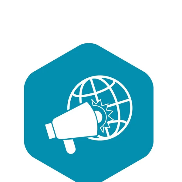 Global megaphone icon, simple style