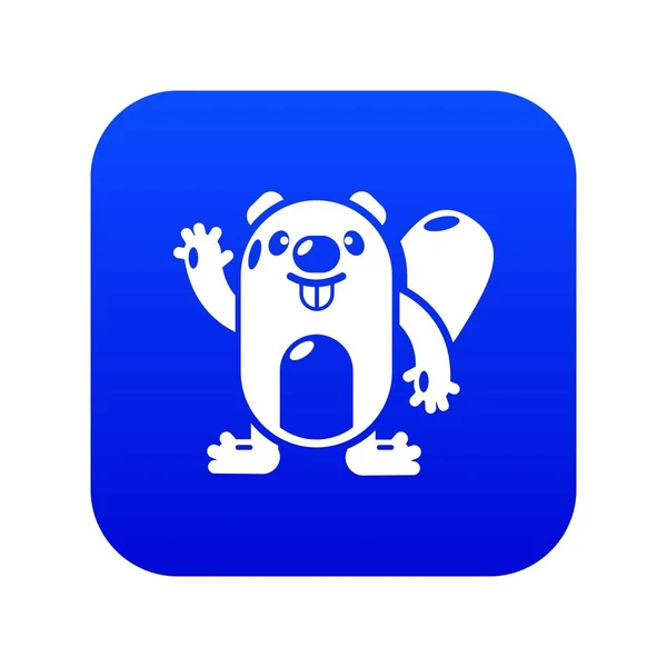 Beaver icono vector azul — Archivo Imágenes Vectoriales