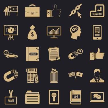 İş eğitim simgeleri seti, basit biçim