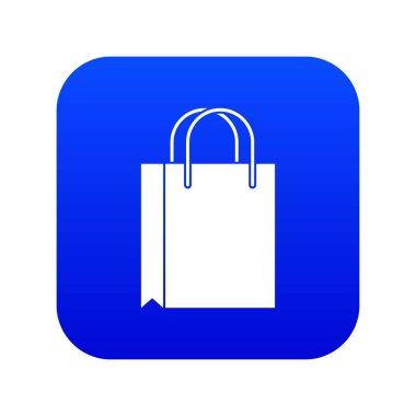 Alışveriş çantası simgesini dijital mavi
