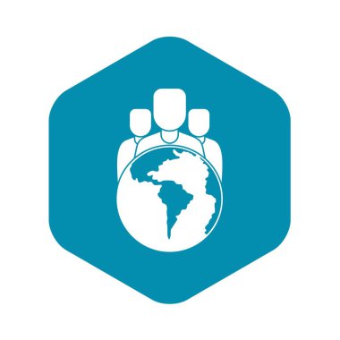 Dünya gezegen ve insanlar simgesi, basit tarzı