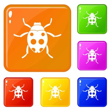 Uğur böceği simgeler vektör renk ayarla