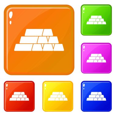 Altın çubuklar simgeleri vektör rengini ayarlar