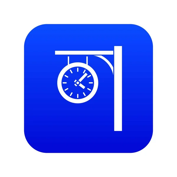 Station klokpictogram Digitaal blauw — Stockvector