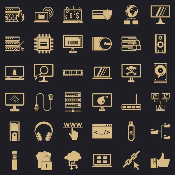 Network icons set, simple style