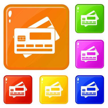 Kredi kartı simgeler vektör renk ayarla