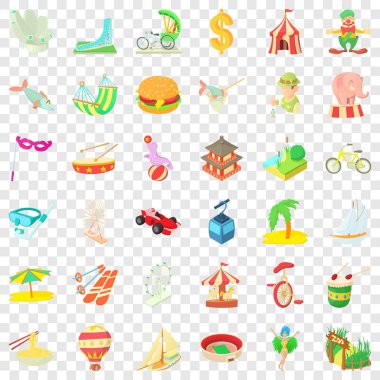 Tur Icons set, karikatür tarzı