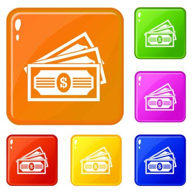 Üç dolarlık banknot simgeleri vektör rengini ayarlar