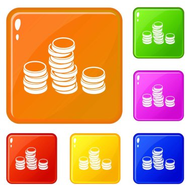 Altın sikke simgeleri vektör renk ayarlamak