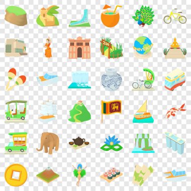 Turistik cazibe Icons set, karikatür tarzı