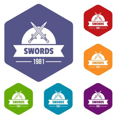 Altı yüzlü kılıç simgeler vektör