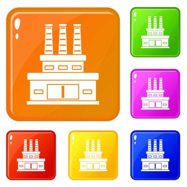 Büyük petrol rafinerisi simgeleri vektör rengini ayarlar