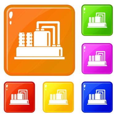 Üretim yağı simgeleri için ekipman vektör renk ayarlamak