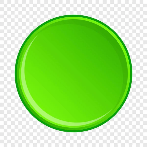 Green round button icon, cartoon style — Stock Vector