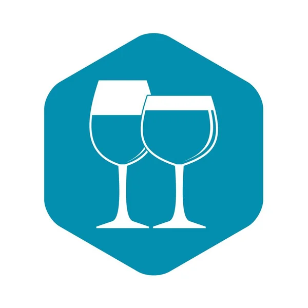 Två glas vin ikon, enkel stil — Stock vektor
