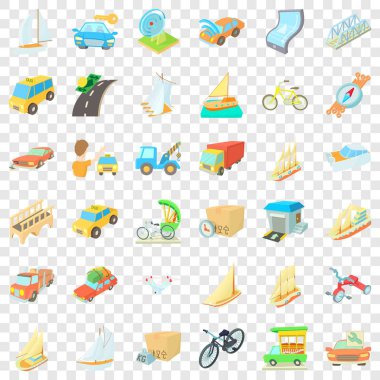 Icons set yelken, karikatür tarzı