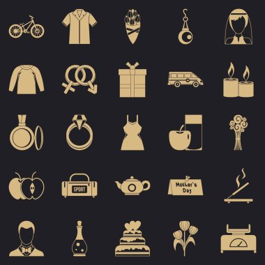 Kadın Icons set, basit tarzı için hediye