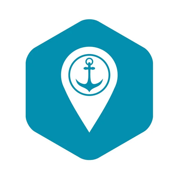 Ponteiro do mapa com símbolo âncora e ícone do porto marítimo — Vetor de Stock