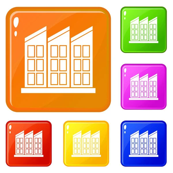 Gebäude-Symbole setzen Vektorfarbe — Stockvektor