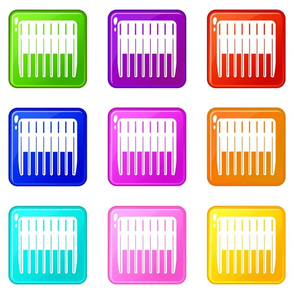 Globo iconos conjunto 9 colección de colores — Vector de stock