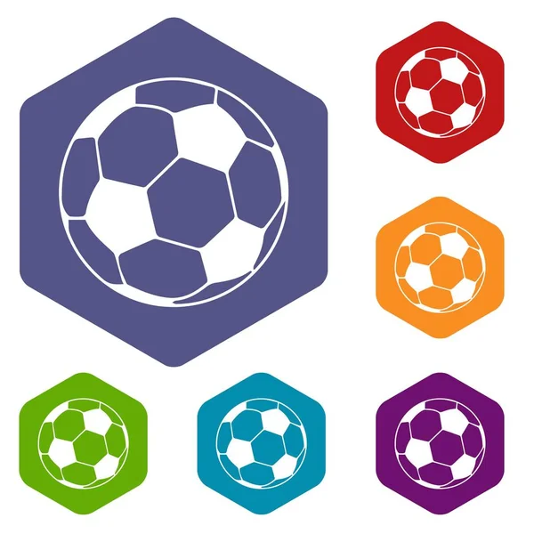 Soccer ball icons vector hexahedron — Stock Vector