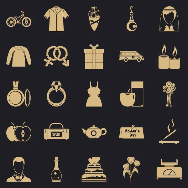 Kadın Icons set, basit tarzı için hediye