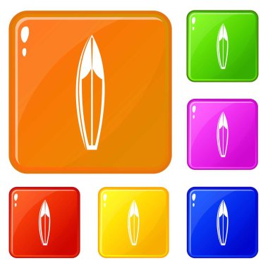 Sörf tahtası simgeleri vektör rengini ayarlar