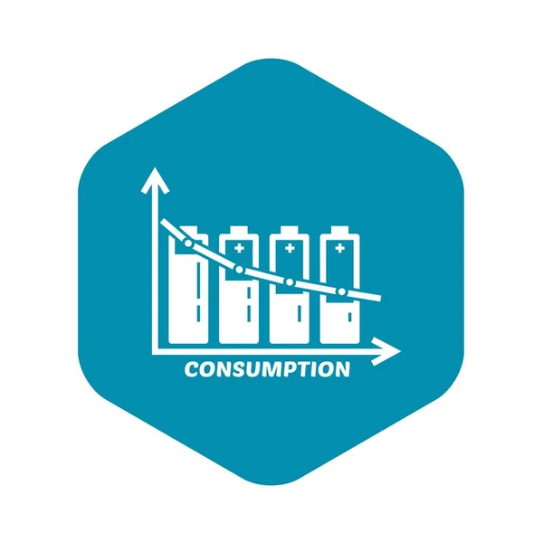 Energie verbruik accupictogram, eenvoudige stijl — Stockvector