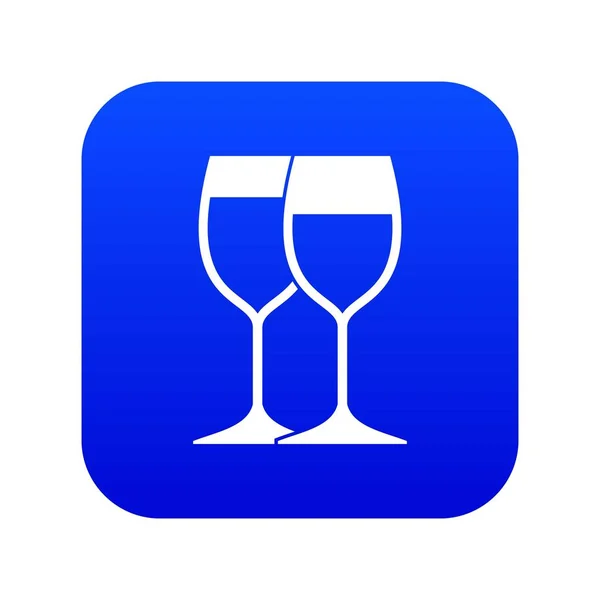 Icono copas de vino azul digital — Vector de stock