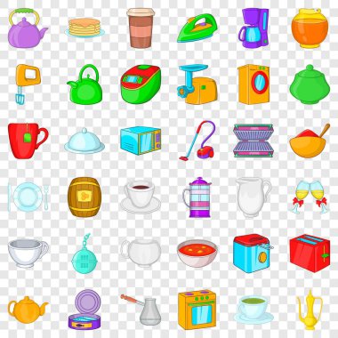 Akşam yemeği Icons set, karikatür tarzı