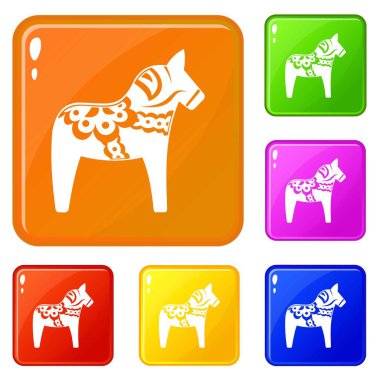 Oyuncak at simgeleri vektör renk ayarlamak