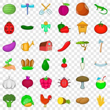 Icons set tarım, karikatür tarzı