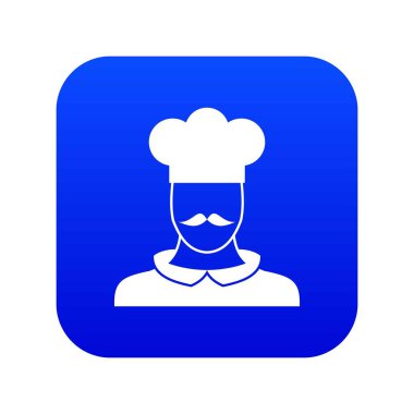 Erkek şef aşçı simgesi dijital mavi