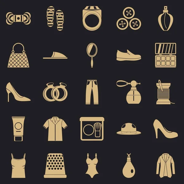 Mode kleding iconen set, eenvoudige stijl — Stockvector