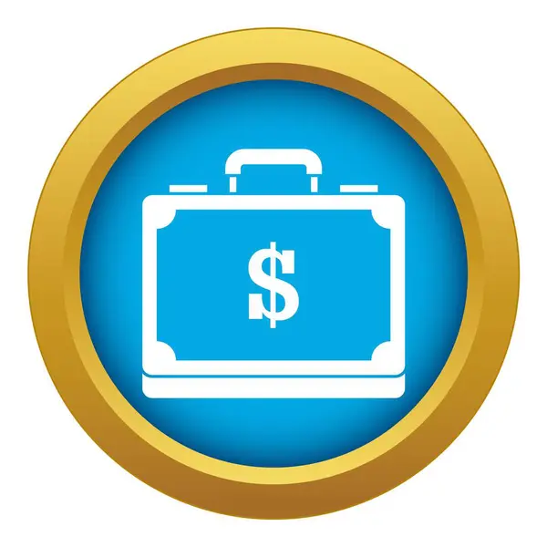 Briefcase full of money icon blue vector isolated — Stock Vector
