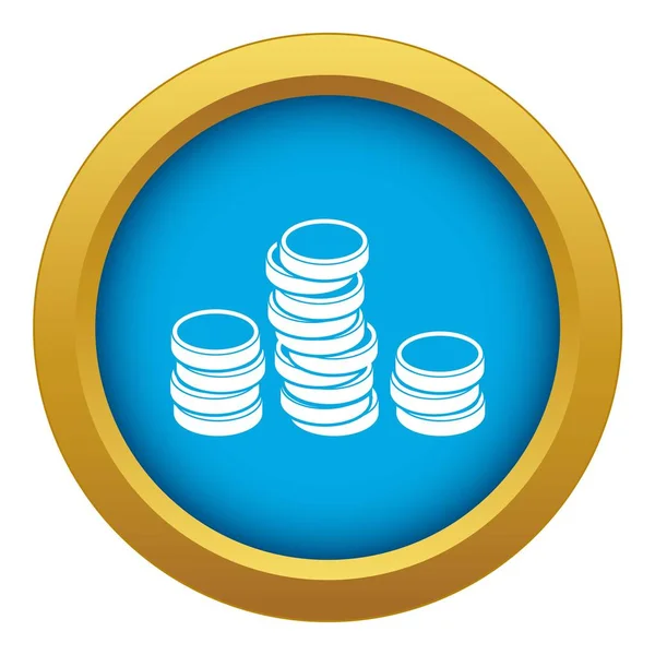 Złote monety ikona niebieski wektor na białym tle — Wektor stockowy