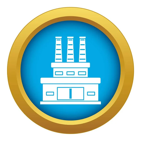 Grande icône de raffinerie de pétrole vecteur bleu isolé — Image vectorielle