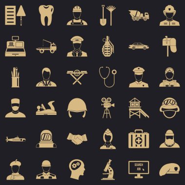 İş Icons set, basit tarzı