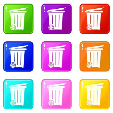 Tekerlek kabı simgeleri 9 renk koleksiyonu ayarla