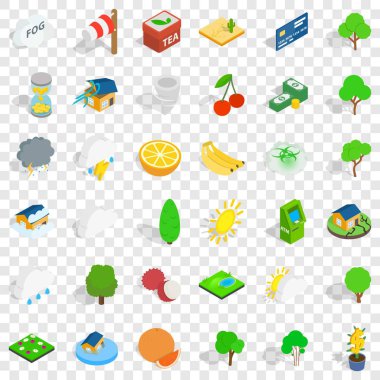 Yaşam Icons set, izometrik stili