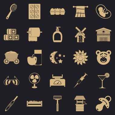 Büyükanne Icons set, basit tarzı dinlenme