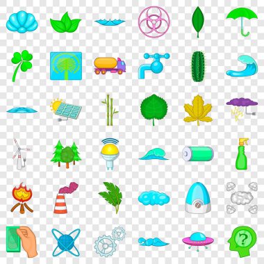 Ekoloji Icons set, karikatür tarzı