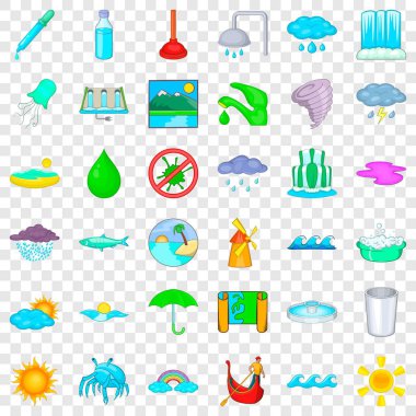 Banyo Icons set, karikatür tarzı