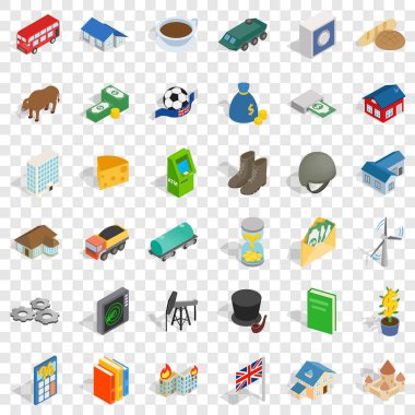 Banka simgeleri ayarlandı, izometrik biçim