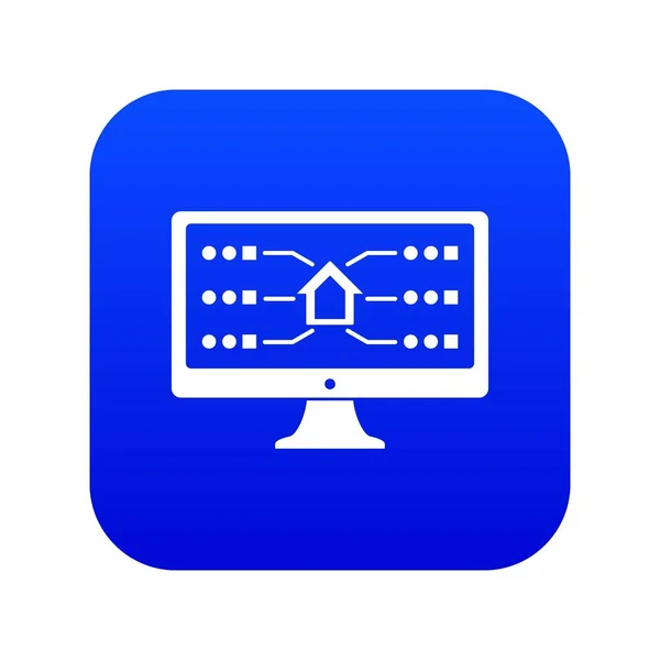 Monitor icono azul vector — Vector de stock