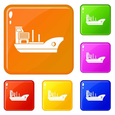 Deniz gemisi simgeleri vektör rengini ayarlar