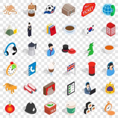 Basın Icons set, izometrik stili