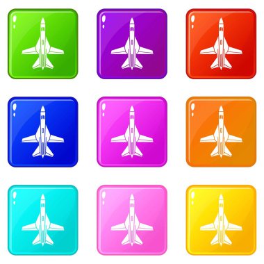 Ticari düzlem simgeleri 9 renk koleksiyonu ayarlamak