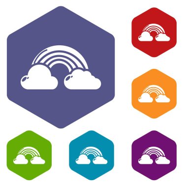 Gökkuşağı simgeleri vektör hexahedron