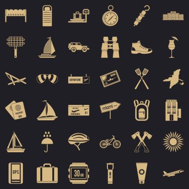 Bilet Icons set, basit tarzı